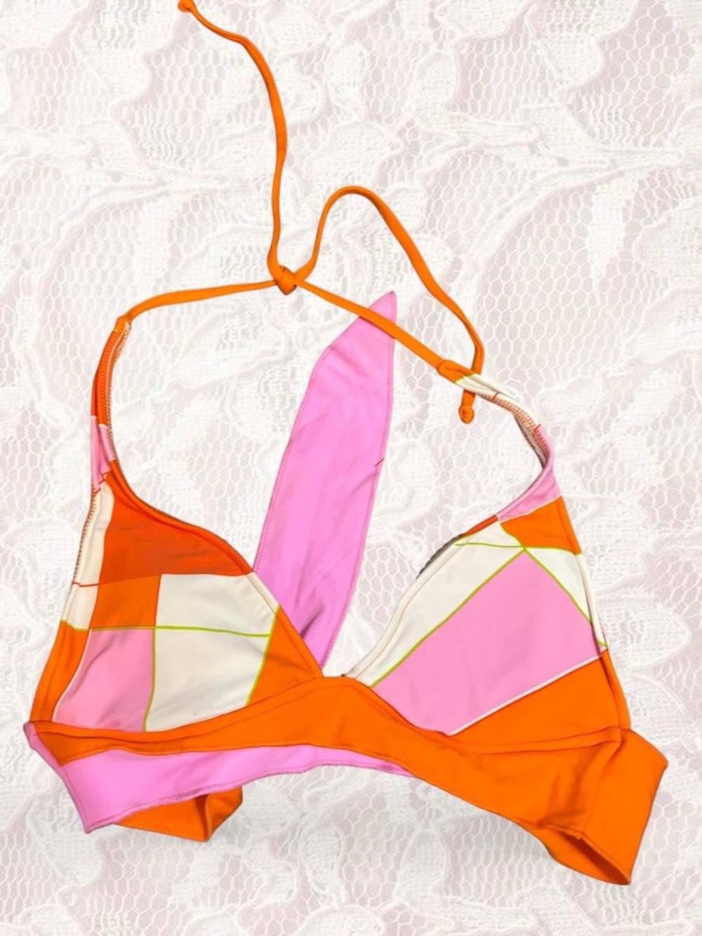 Mossimo Supply Co. Pink & Orange Colorblock Triangle Bikini Top